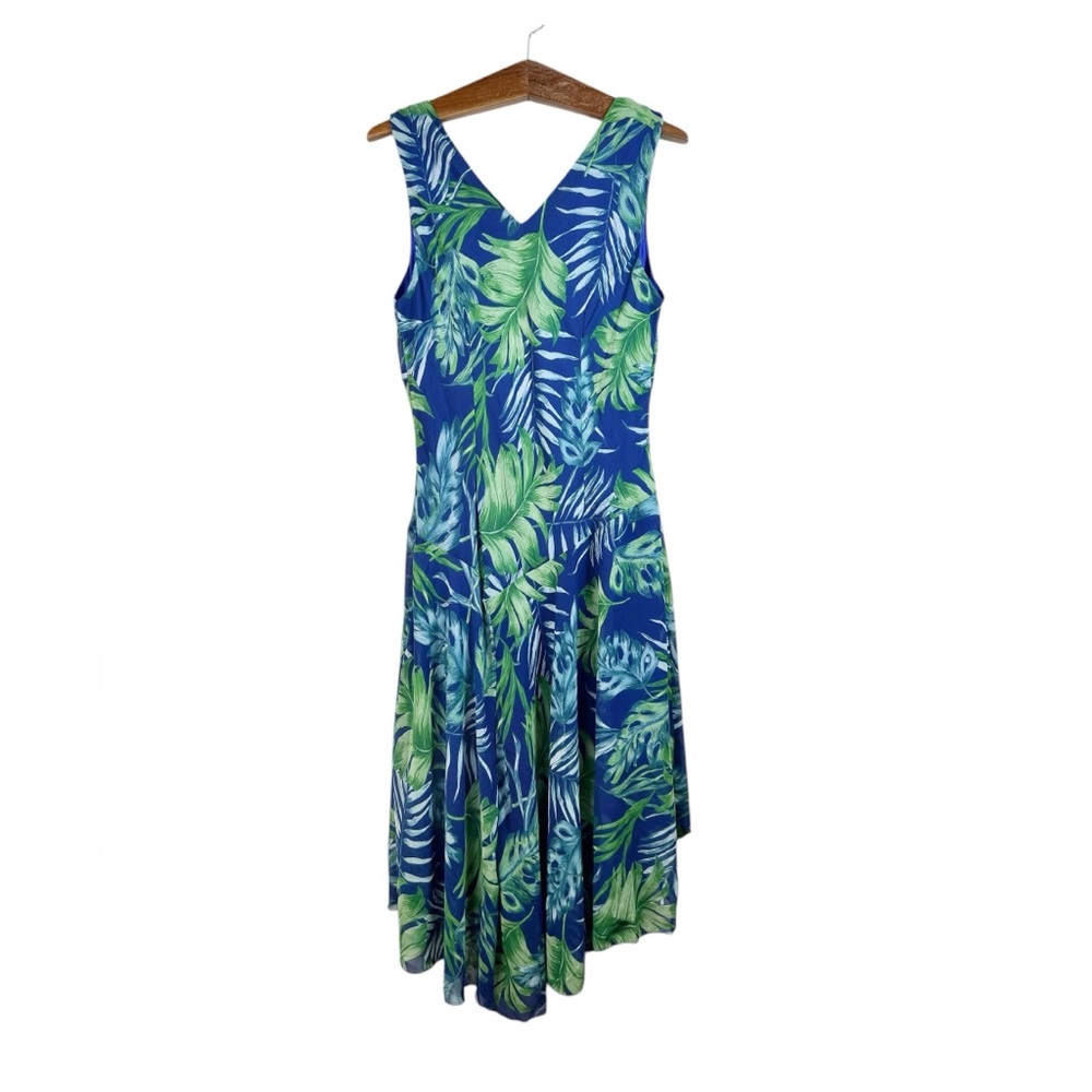 Rabbit Rabbit Rabbit Tropical Flowy V-Neck Asymmetrical Dress Vacation Size 18 - Picture 2 of 10